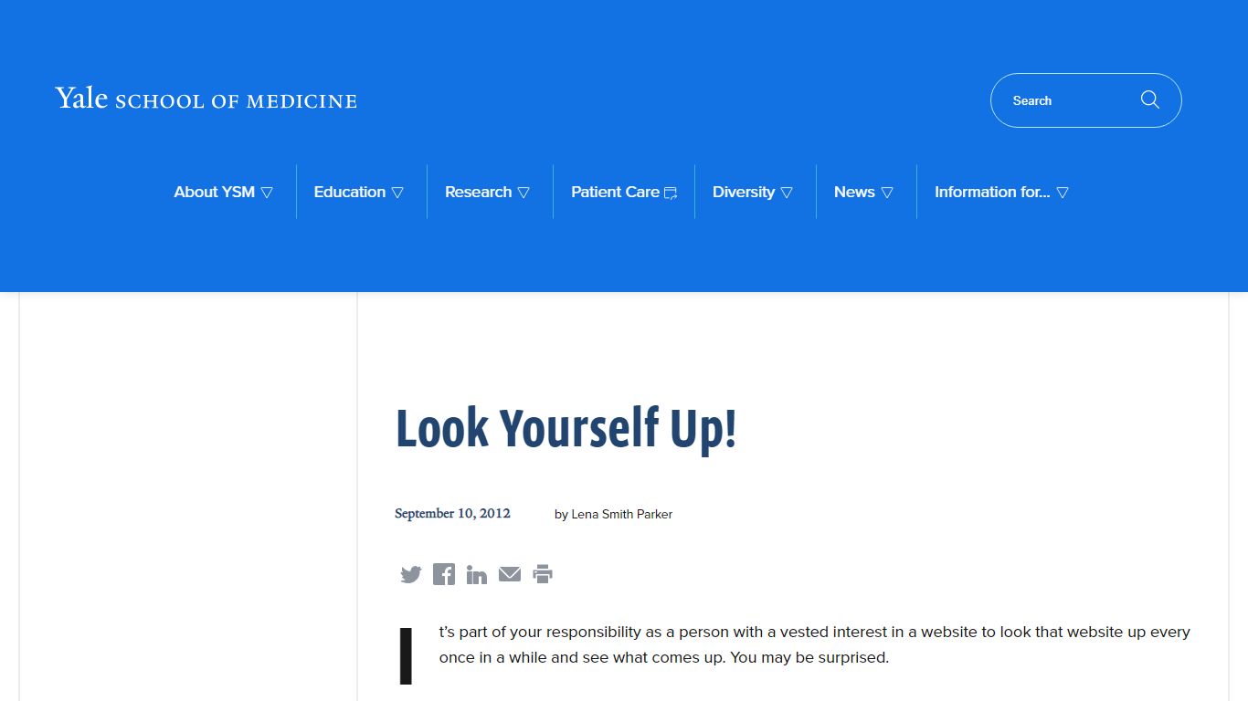 Look Yourself Up! < Yale School of Medicine